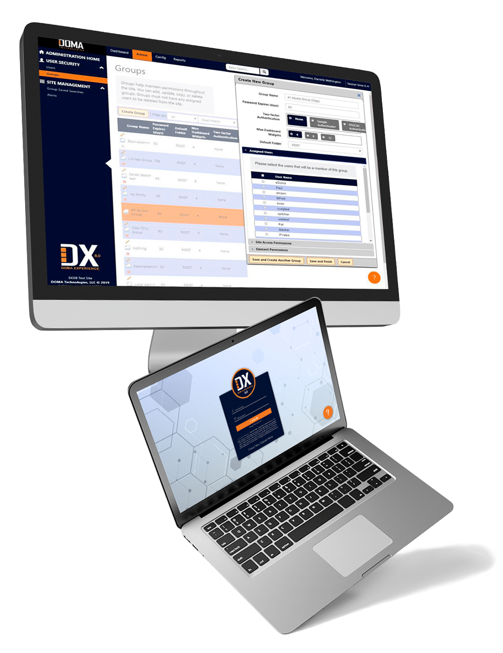 DX workflow automation software on a desktop and laptop